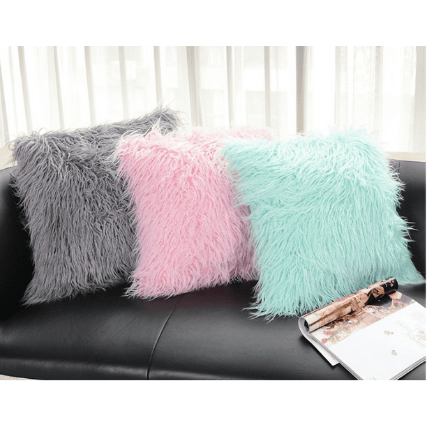 18/"x18/" Home Decoration Fur Fluffy Sofa Pillow Soft Plush Luxury Cushion Cover